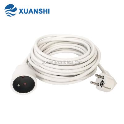 China French type h05vv-f 3g1.0mm2 IP20 schuko power home appliance CE N-F approval extension cord for sale