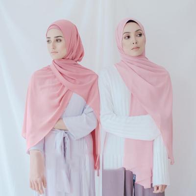 China Hot Selling Plain Georgette Scarf Thick Bubble Heavy Chiffon Hijab American European Premium Women Chiffon Long Shawl for sale