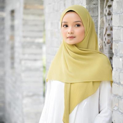 China European American high quality thick bubble chiffon georgette tudung pleated bawal mini hijab crinkle chiffon head wrap hijab scarf for sale