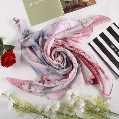 China Digital Printing Muslim Chiffon Shawl Flower Scarf Cotton Hijab Square Professional Cotton Scarf for sale