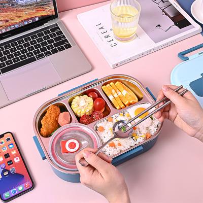 China Steamable SUS304 stainless steel lunch box with chopsticks and spoon for sale