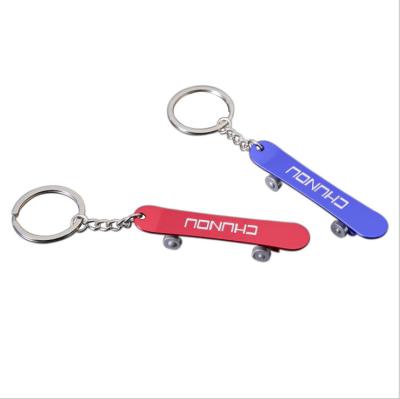 China Custom Souvenir Gifts Promotion Logo Keychain Bulk Skateboard Shape Bottle Opener Key Chain With Logo TP-22006 for sale