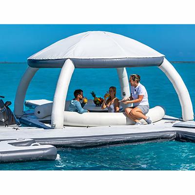 China 2022 Hot Sale Outdoor Water Fun Island Tent Inflatable Sea Ocean Pool Floating Pool Water Deck Pool For Adult zu verkaufen