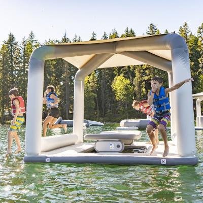 China High Quality Lazy Mat Inflatable Floating Island Pool Air Float Water Bar Lazy River Lounges for sale