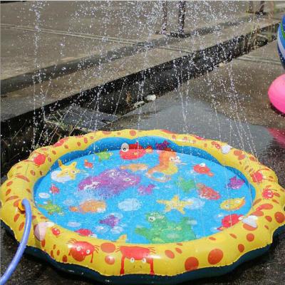 Cina 170CM Inflatable Outdoor Lawn Beach Mat Baby Water Spray Sprinkler Game Pad Inflatable Mat Water Games Beach Mat Cushion Toys Water Play Equipment in vendita