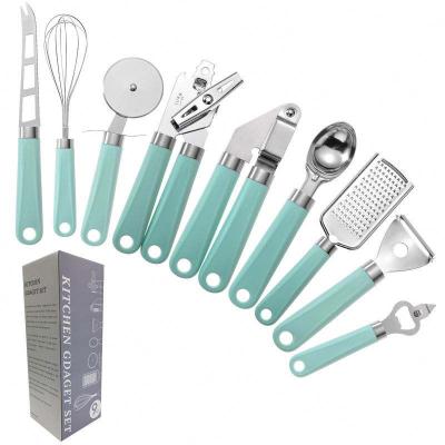 China Wholesale High Quality Viable Kitchen Stainless Steel Handle Kitchen Utensil Kitchen Tool Set 9 Piece Plastic Tool Kit for sale