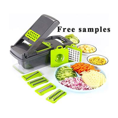 China Viable Multifunctional 14 in 1 Mini Slicer Manual Vegetable Cutter Cleaver Vegetable Fruit Vegetable Tools Mandoline Cutter for sale