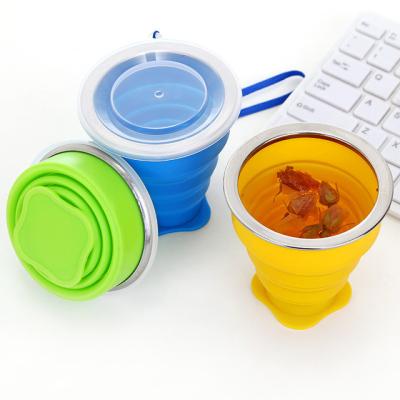 China 2021 Hot Selling Sustainable Silicone Collapsible Cups BPA Free Food Grade Water Cup Colored Portable Outdoor Coffee Handcup for sale