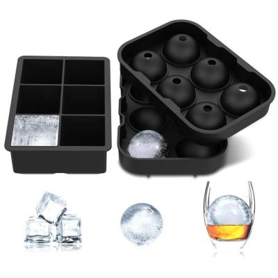 China Factory Wholesale BPA Free Viable Silicone Sphere Ice Mold Whiskey Ice Ball Maker Round Silicone Ice Cube Tray With Lids for sale