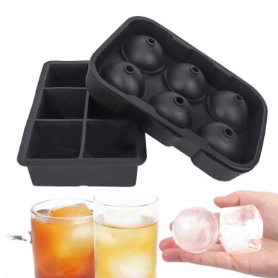 China 2021 Hot Sale Custom Reusable Viable Square Ice Molds Sphere Whiskey Round Ball Silicone Ice Cube Tray With Lid for sale