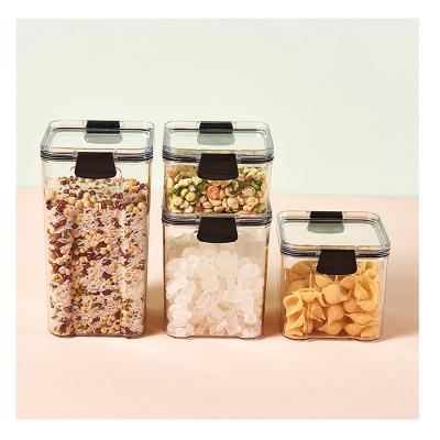 China 2021 Hot Selling Storage Kitchen Accessories Refrigerators Black PET Material Spice Jars Spice Jars Cookie Jars With Lids for sale