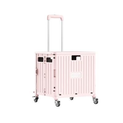 China Minimalist High Quality Climbing Foldable Plastic Shopping Trolley New Wheel Folding Plastic Shopping Cart Corner for sale