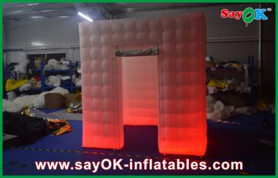 China Inflatable Photo Booth Enclosure LED Lighting Air Inflatable , Large Inflatables Event Red / Green for sale