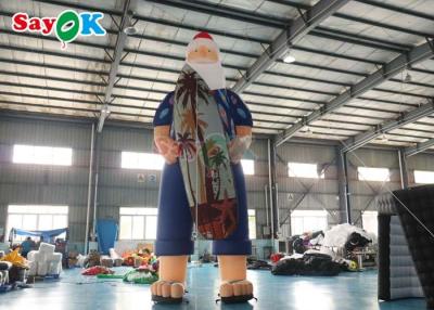 China Hawaiian Christmas Decration Model Inflatable Santa Claus On Beach Size 7.6m for sale