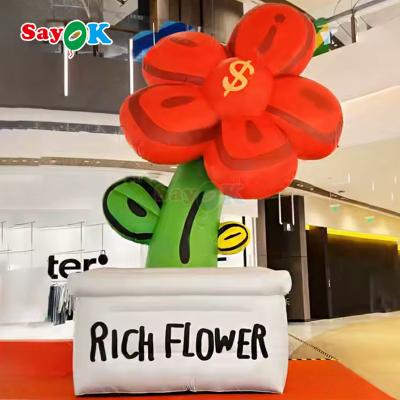 China Free 3d Design Commercial Giant Inflatable Rich Flower Inflatables Flowers Pot With LED Light zu verkaufen