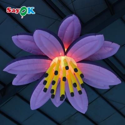 China Flores de lótus gigantes penduradas de cor roxa infláveis LED para decoração de eventos à venda