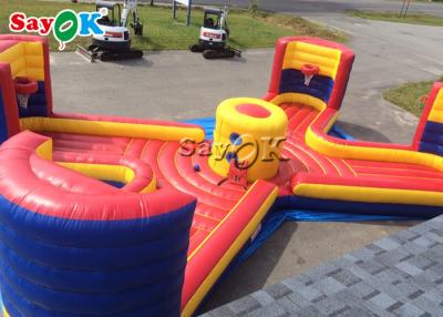 China Inflatable Backyard Games 38*14ft Inflatable Sports Games Bungee Run Basketball Toss Game 4 People For Amusement Park for sale