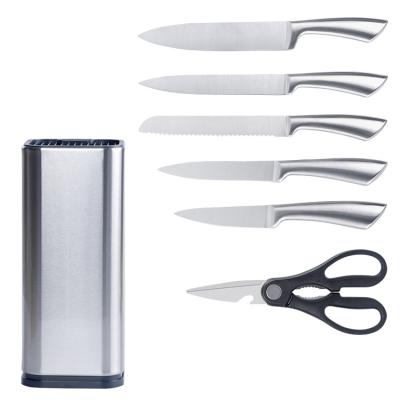 China Amazon 7 Piece Set Viable Hot Selling Hollow Handle Knife Sets Magnetic Stainless Steel Knife Holder Kitchen Knives for sale