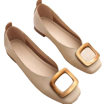 China Fashion Trend Women Flat Shoes Adjust Toe Slip-On Metal Details Ballerina Flats for sale