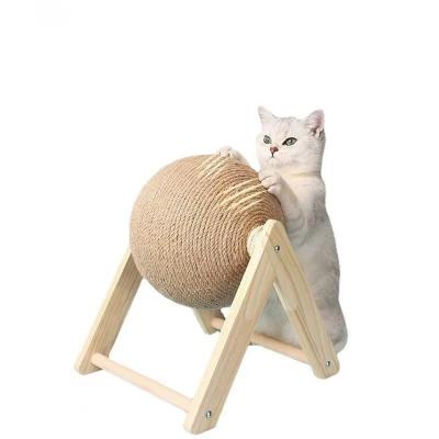 China Sustainable 2023 hot sale wear-resistant pet supplies cat scratching ball toy sisal rope ball plate grinding claw toy cat scratching post for sale