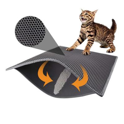 China Stocked Dropshipping Trapping for Litter Box Cat Litter Mat Double Layer Waterproof Urine Proof Trapping Mat for sale