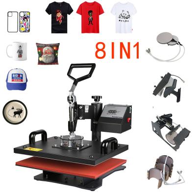 China Garment Shops Quality 8IN1 Main Combo Multifunctional Sublimation T-shirt Printing Heat Press Machine for sale