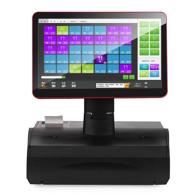 China 15.1 inch screen double terminal cash register POS touch windows POS system panel with 58mm printer 15.4