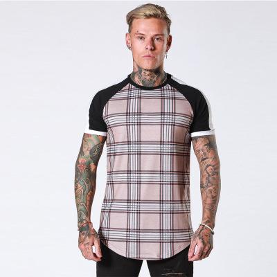 China Spring Summer Fashion Men's Sports T Grid Pattern Thin Breathable Short Sleeve T-Shirts for sale