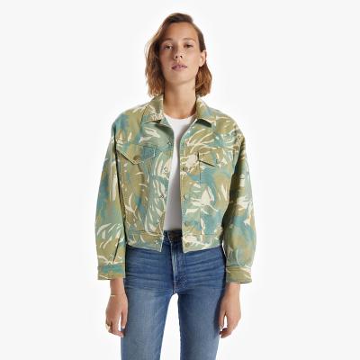 China DBL QUICK DRY Women Plus Size Denim Jacket Custom Wholesale Digital Printed Casual 100% Cotton Ladies Jacket for sale