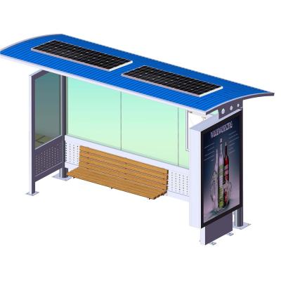 China Outdoor Stainless Steel Bus Stop Shelter With Bench And Solar Lighting for sale