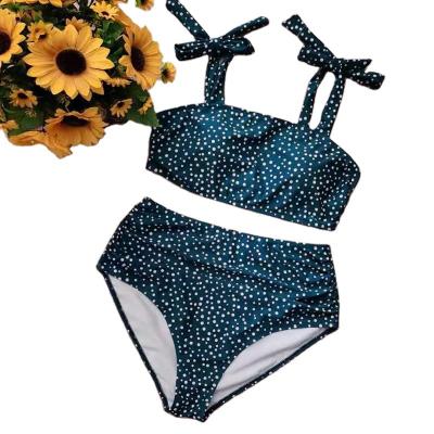 China High Waist Plus Size Swimsuit Women Plus Size Swimwear Flower Printing Beach Bikini Set for sale