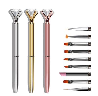 China Easy Apply China Diamond Nail Art Pen Set Wholesale Pull Line Large Replaceable Quartz Spot Nail Pen for sale