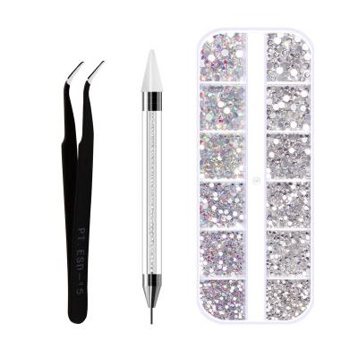 China Easy Apply Point Drill Nail Tool Kit Hot Selling Dual Head Tweezer Nail Tool Kit for sale