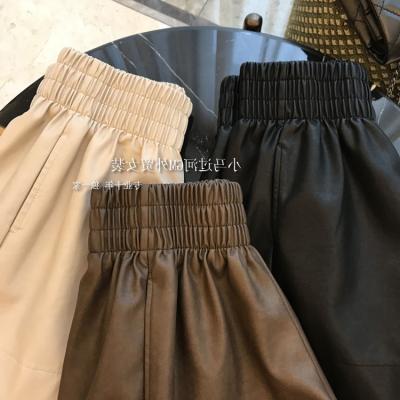 China 2022 Autumn/Winter Korean Casual Loose Leather Wide Leg Pants Anti-wrinkle Pu Pants for sale