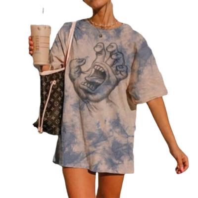 China Anti-Wrinkle Printing Loose Girls Designer Tie-Dyed Graphic Custom T-Shirts Women for sale