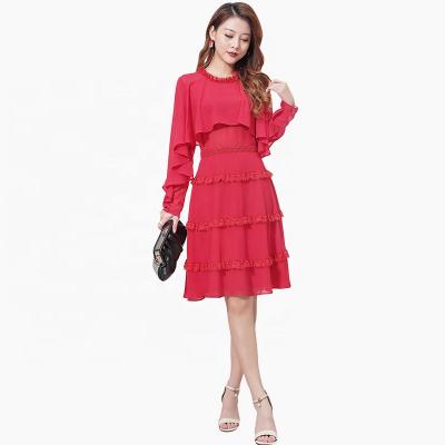 China Breathable Spring Summer Casual Lotus Edge Dressing Gown Equalizing Dress Skirt Wedding Dress for sale