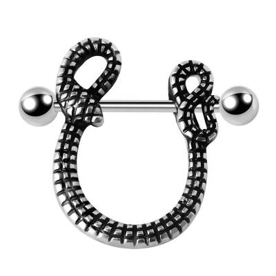 China Personalized Mens Body Jewelry 14g Snake Nipple Shield Barbell Punk Ring for sale