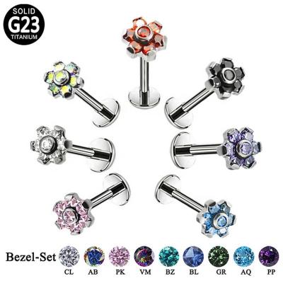 China Best selling fashionable flower shape internally threaded ear upper lip labret piercing jewelry wholesale for sale