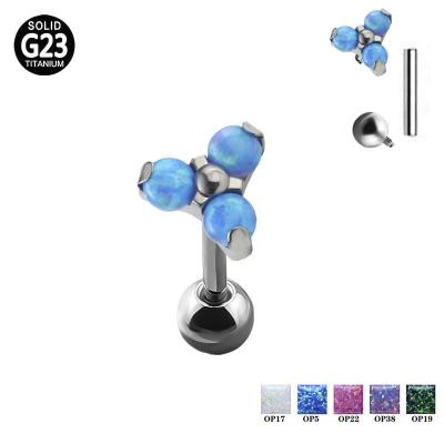 China Wholesale FASHIONABLE G23 Titanium Ear Jewelry Ear Cartilage Internal Threaded Tragus Piercing Opal for sale