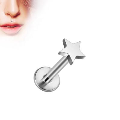 China High grade G23 fashion star titanium tiny labret upper lip ring piercing ear studs facroy price for sale