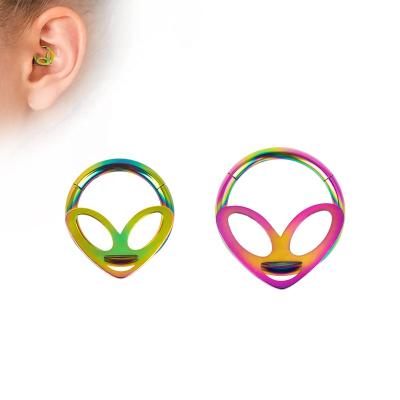 China Newest style fashionable G23 shape foreign titanium piercing jewelry hinged segment nose ear clicker for sale