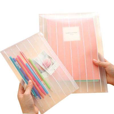 China Simple Creative Transparent Frosted Zipper Folder Bag Large Capacity A4 Storage Bag Office Folder Bag for sale