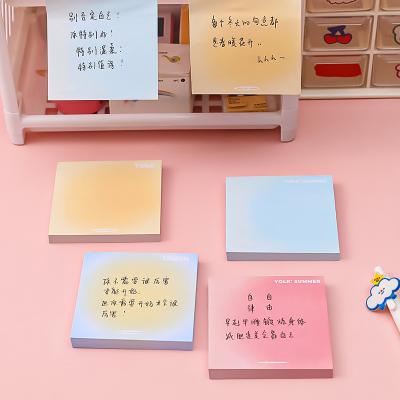 China Egg Yolk Gradient Solid Color N-Time Self-adhesive Sticker Pad Study Office Notes INS Sticky Note Pad for sale