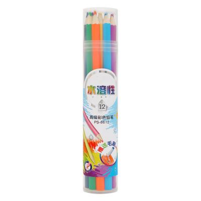 China Water Soluble 12 Color Colored Pencils Professional Hand Paint Brush Students Use Water Soluble Colored Lead For Drawing for sale