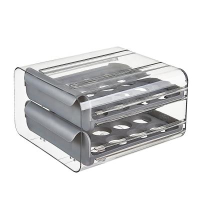 China 32 Grid Sustainable Egg Fridge Storage Bins Tray Egg Holder Refrigerator Stackable Refrigerator Storage Container for sale