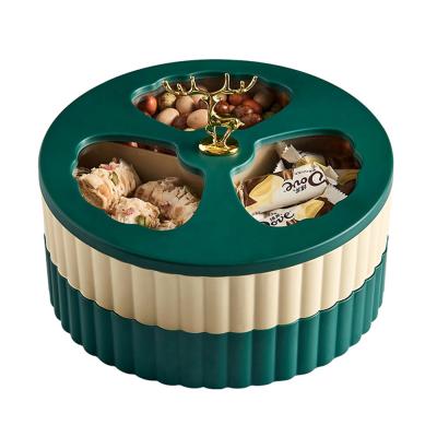 China Elks Viable Nordic Plastic Desktop Bedroom Container Organizer Candy Peanut Snack Rotating Storage Box for sale