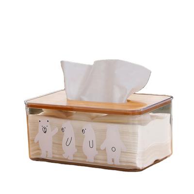 China 2021 Hot New Car Clear Transparent Home Office Wooden Cover Tissue Viable Paper Boxes for sale