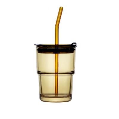 China New latest household products style water glass milk coffee cup pipe style copper water glass with cup for sale