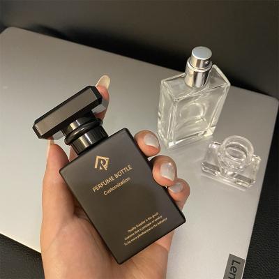 China Cosmetic Custom Logo Botol Parfum 30ml 50ml Black Clear Glass Perfume Bottle for sale