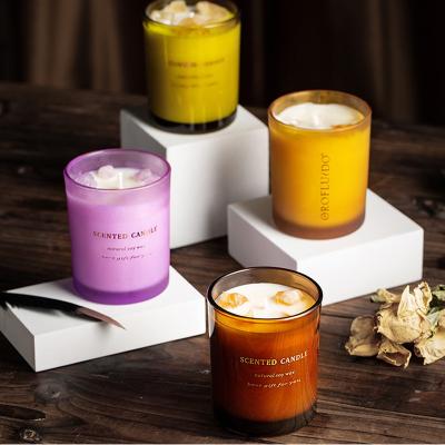 China Wholesale Home Decoration Scented Candle In Clear Empty Glass Jars 8oz 10oz 12oz Candle Glass Jars With for sale